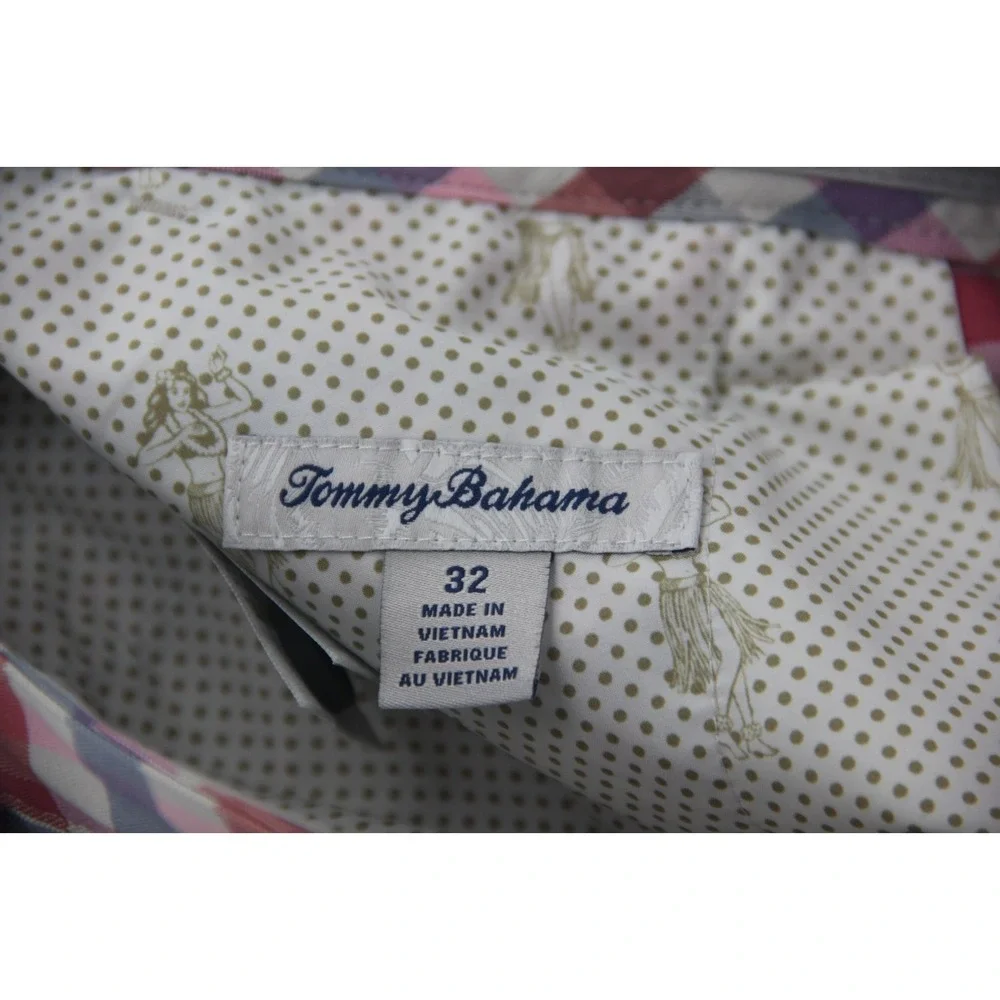 Tommy Bahama Beach Driver Check Shorts Men's 32 Blue Red Performance Golf #1446